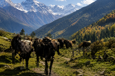 Cows leave for
grazing
