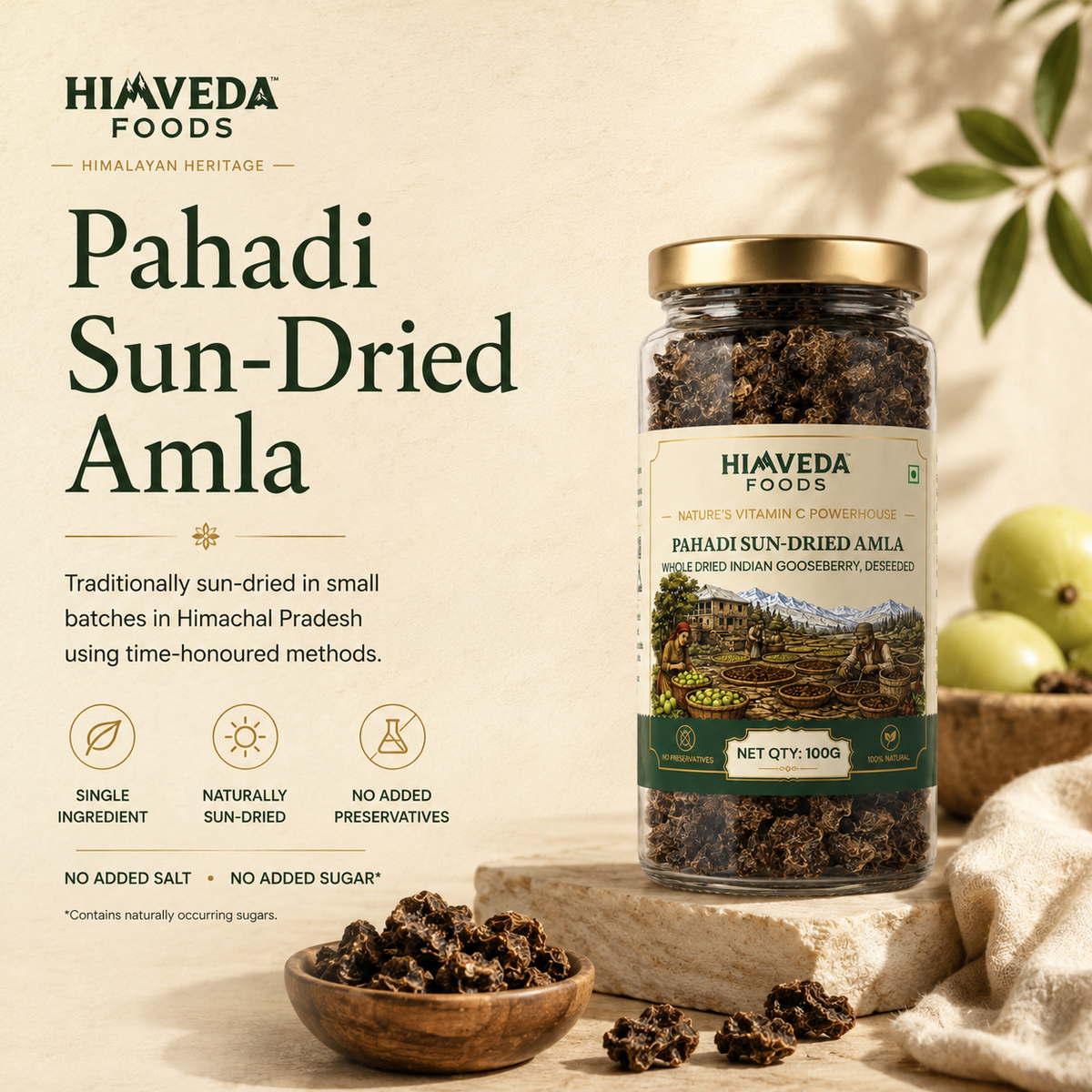 Pahadi Sun-Dried Amla, 100g