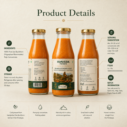 Sea Buckthorn Pulp, 300ml (Juice) (Rich in Vitamin C, Omega 3,6,7 and 9 and Antioxidants)