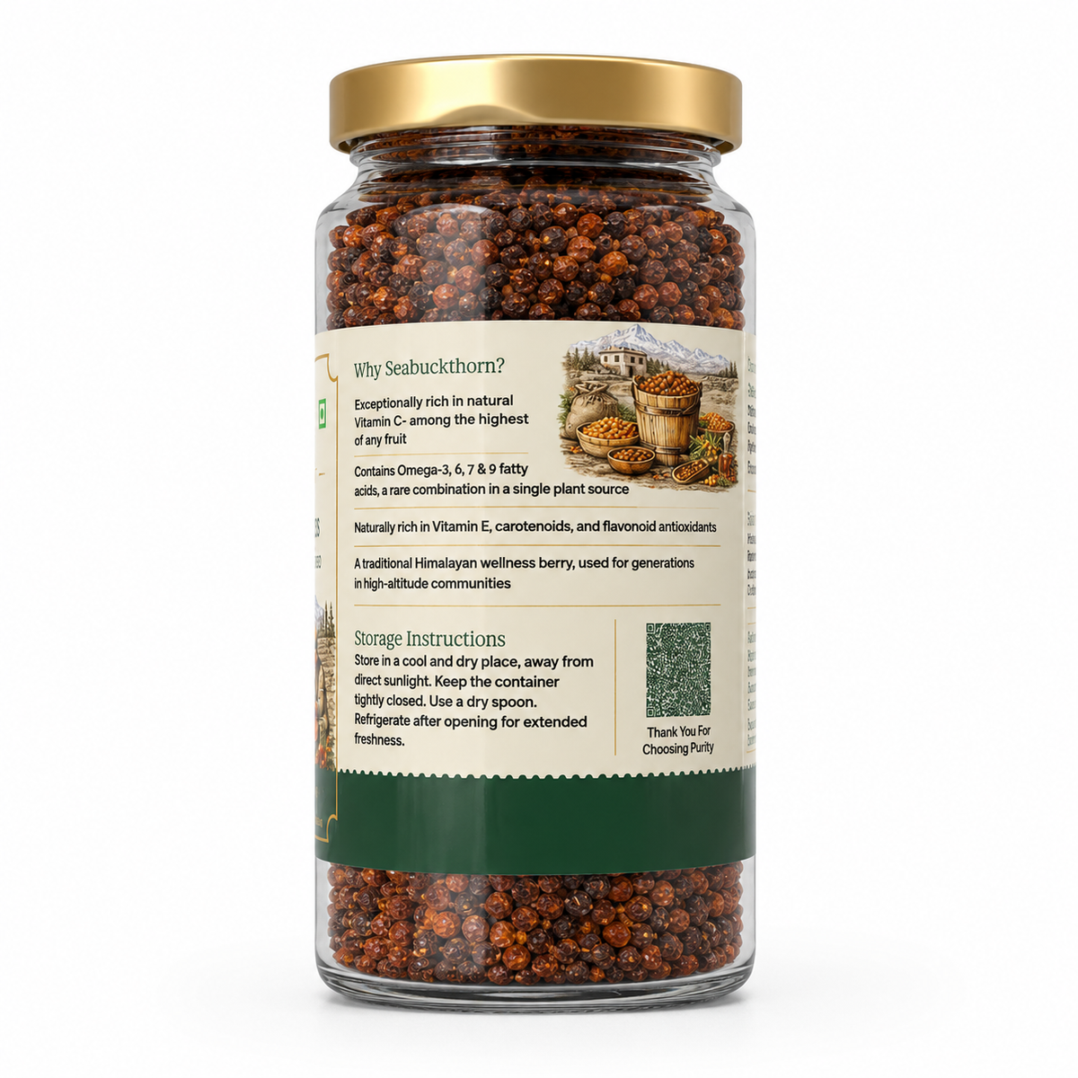 Premium Sea Buckthorn Berries, 100g (Dried Seabuckthorn)