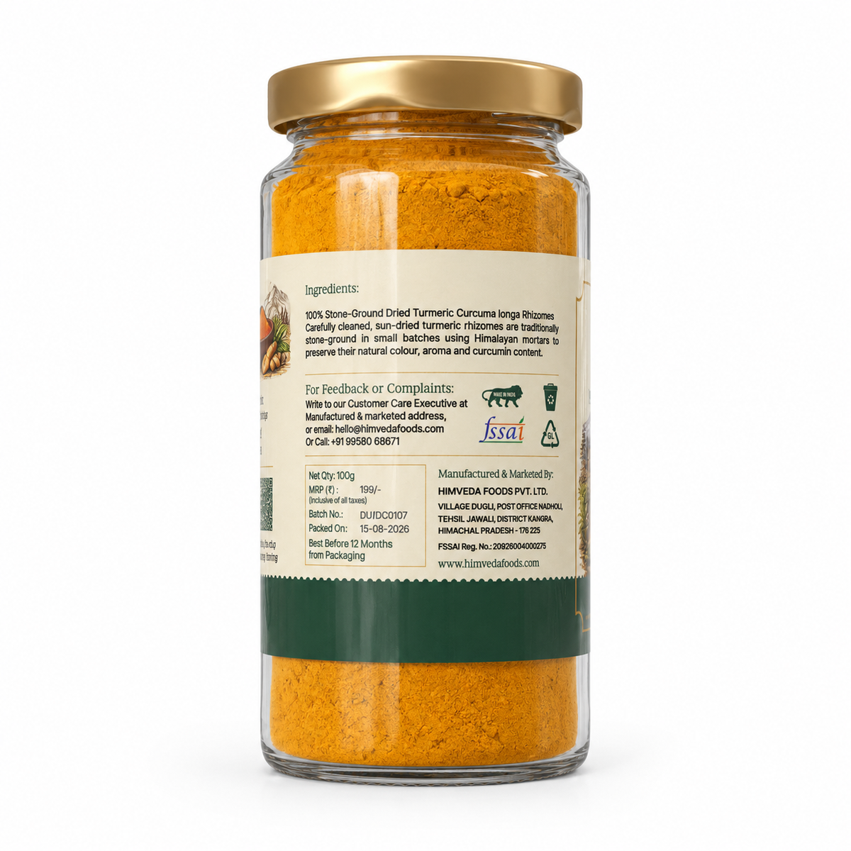 Pahadi Haldi Powder — Stone Ground, 100g